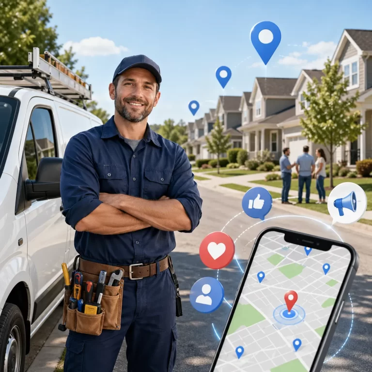 Een professionele klusser die met digitale lokale marketing meer klanten in de buurt bereikt.