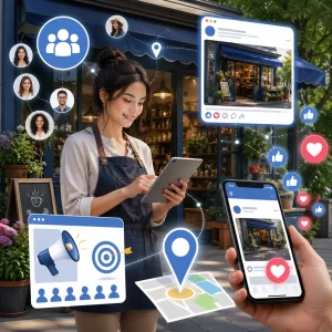 Beroemdheden Een lokale ondernemer gebruikt sociale media om meer klanten in de buurt te bereiken en betrokkenheid te vergroten.
